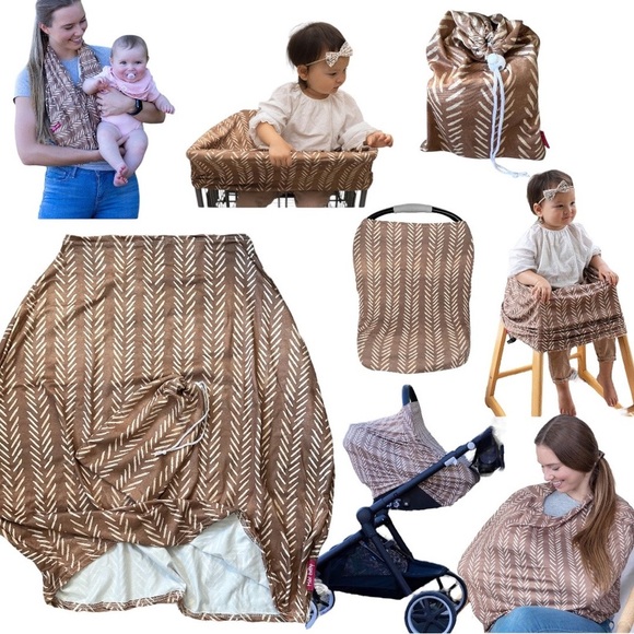 New Boutique Bamboo Boho Multi Use Nursing Baby Cover Car Seat Stroller Cart - Picture 2 of 15